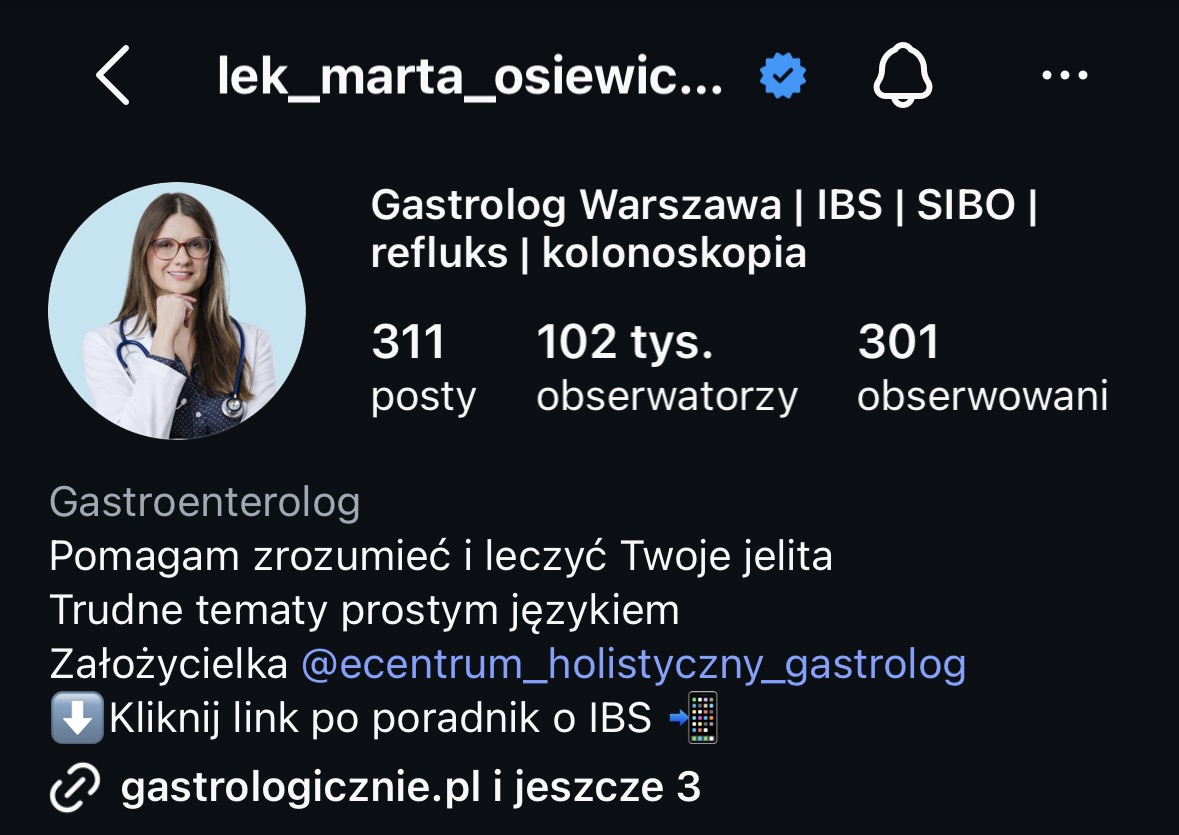 Lek. Marta Osiewicz-Sienkiewicz - Instagram